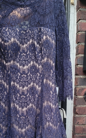 Eliza J Navy Blue Illusion Lace 3/4 Sleevesz6 - Picture 4 of 4